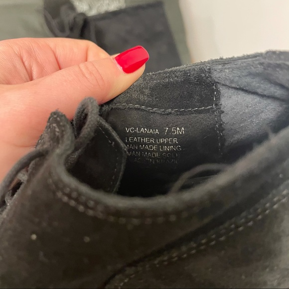 Vince Camuto black suede heeled booties - Picture 6 of 6